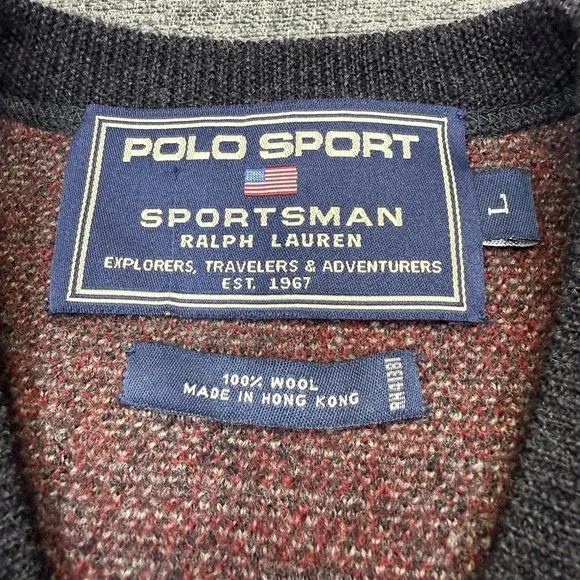 Vtg 90's Polo Sport Ralph Lauren Lambswool Sweater Vest Red Plaid Men's Large - Picture 3 of 6